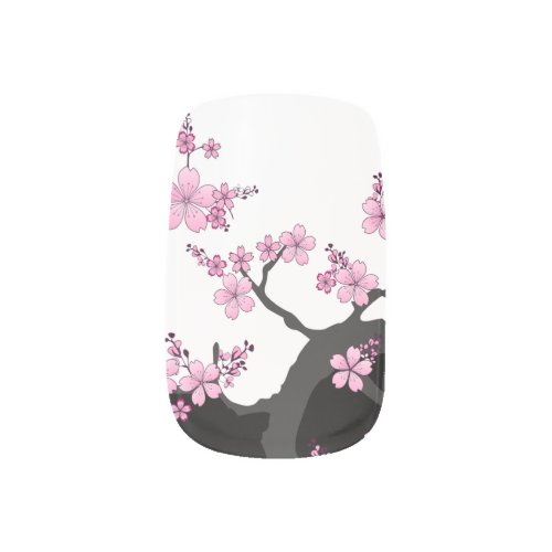 Japanese Kimono Black and White Pink Sakura Minx Nail Art