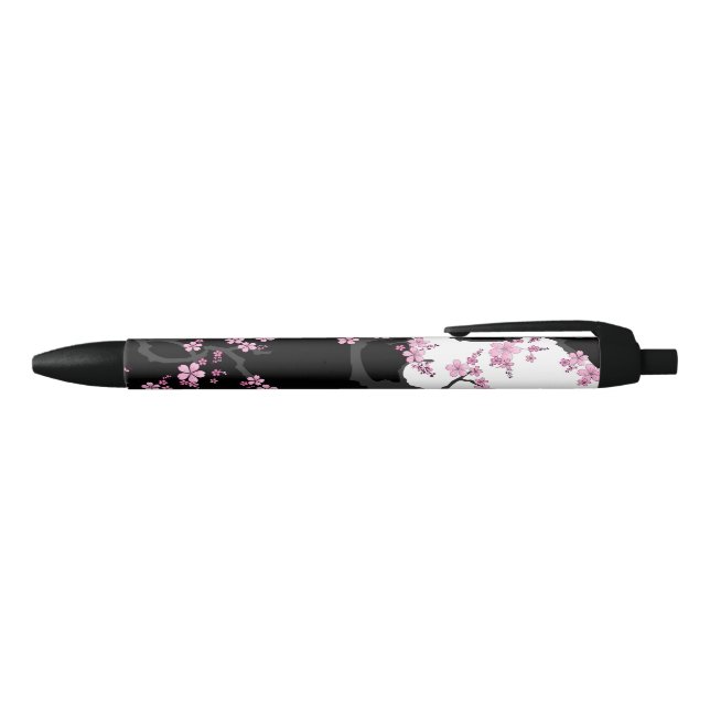Japanese Kimono Black and White Pink Sakura Pen (Top)