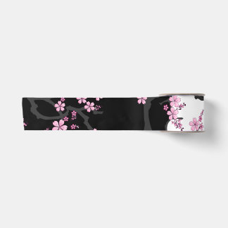 Japanese Kimono Black and White Pink Sakura Satin Ribbon