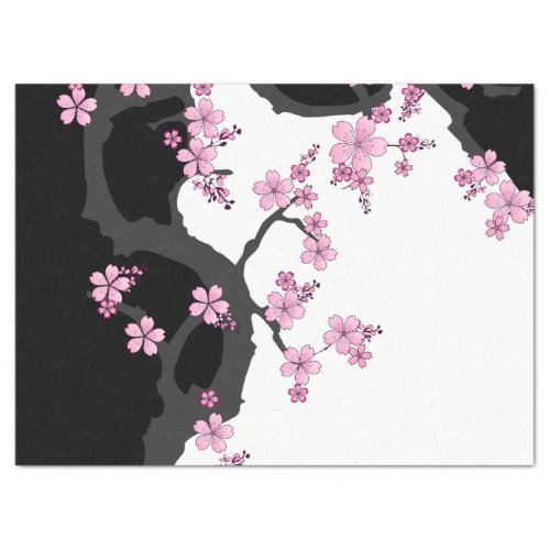 Japanese Kimono Black and White Pink Sakura Tissue Paper