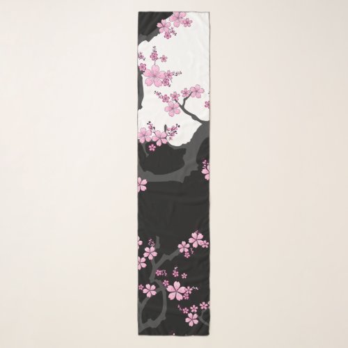 Japanese Kimono Black and White Pink Sakura Watch Scarf