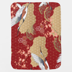 Japanese Kimono Cherry Blossoms Baby Blanket