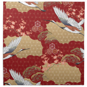 Japanese Kimono Cherry Blossoms Cloth Napkin