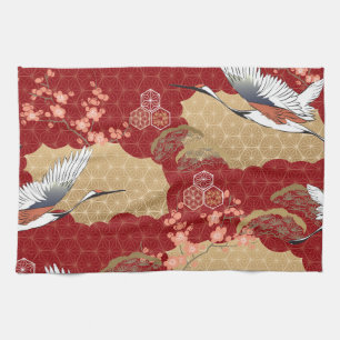 Japanese Kimono Cherry Blossoms Kitchen Towel