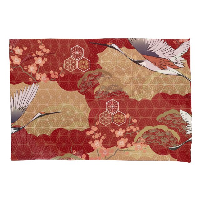 Japanese Kimono Cherry Blossoms Pillow Case (Front)