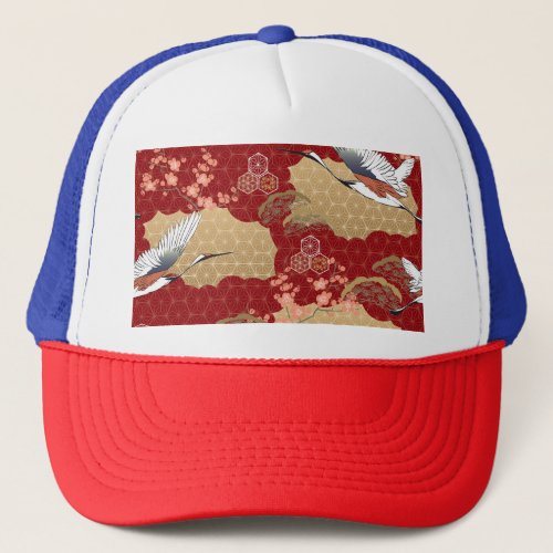Japanese Kimono Cherry Blossoms Trucker Hat