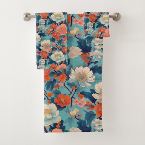 Japanese Kimono fabric inspired Bath Towel Set