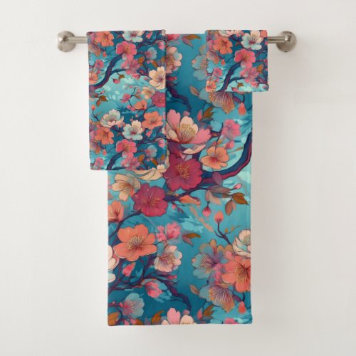 Japanese Kimono fabric inspired Bath Towel Set