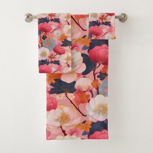 Japanese Kimono fabric inspired Bath Towel Set