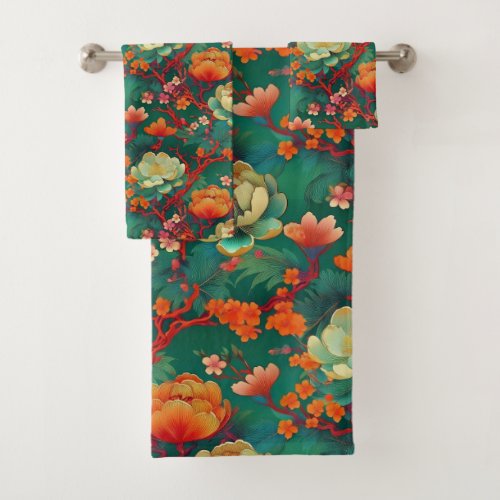 Japanese Kimono fabric inspired Bath Towel Set