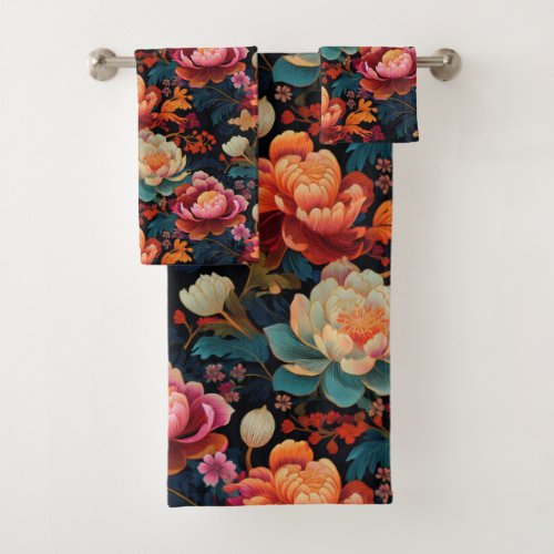 Japanese Kimono fabric inspired Bath Towel Set