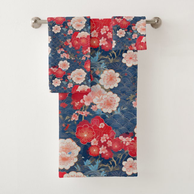 Japanese Kimono fabric inspired Bath Towel Set (Insitu)