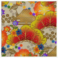 japanese kimono fabric style pattern on beige