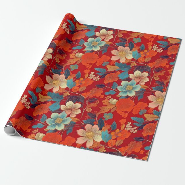 Japanese Kimono Fabric styled wrap Wrapping Paper (Unrolled)