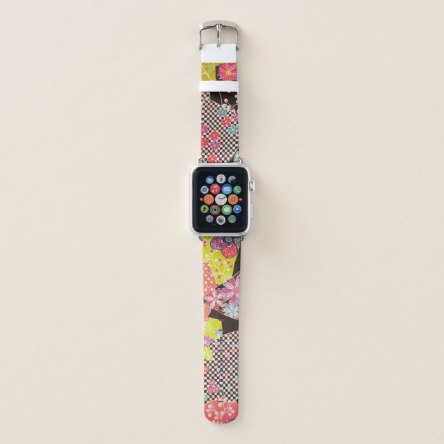 Japanese KIMONO Floral Pattern Apple Watch Band (Front)