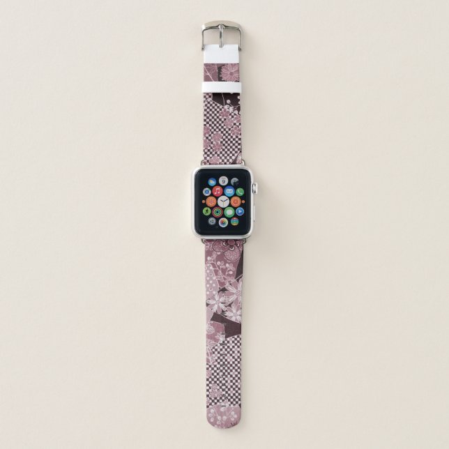 Japanese KIMONO Floral Pattern Apple Watch Band (Front)