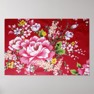 Japanese Kimono Flowers Poster