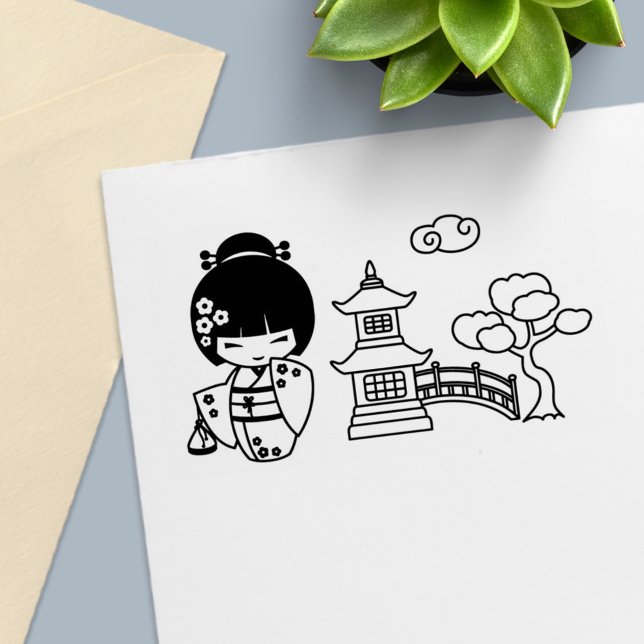 Japanese Kimono Girl Scrapbook Self-inking Stamp (Creator Uploaded)