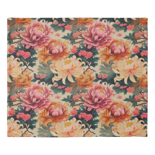 Japanese Kimono inspired fabric pattern Duvet Cover (Front)