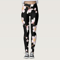 Japanese Kimono Patern C Leggins Black Leggings