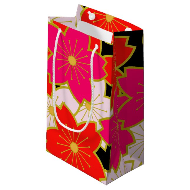 Japanese Kimono pattern Gift bag SAKURA (Front Angled)