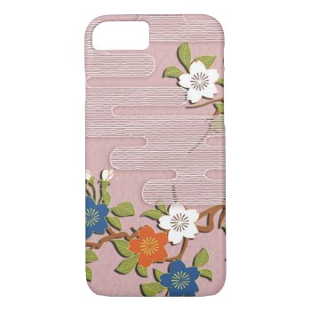 Japanese Kimono Pattern - Mist And Cherry Blossoms Iphone 8/7 Case by YANKAdesigns at Zazzle