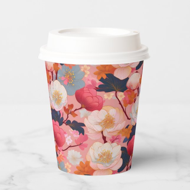 Japanese Kimono pattern Paper Cups (Front)
