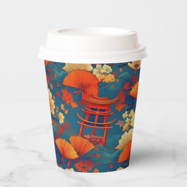 Japanese Kimono pattern Paper Cups (Front)