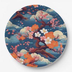 Japanese Kimono pattern Paper Plates