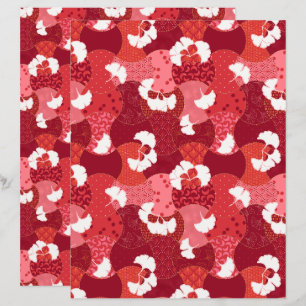 Japanese Kimono Pattern Red Ginkgo Scrapbook Paper