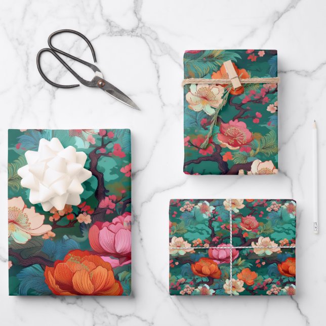 Japanese Kimono pattern Wrapping Paper Sheets (Front)