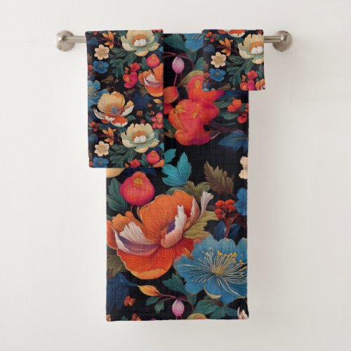Japanese Kimono Sakura and peony Bath Towel Set