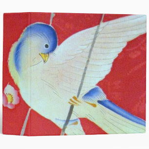 Japanese KIMONO Textile, Bluebird 3 Ring Binder