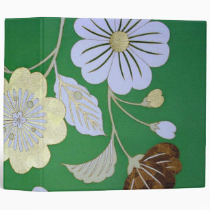 Japanese KIMONO Textile, Floral Pattern 3 Ring Binder
