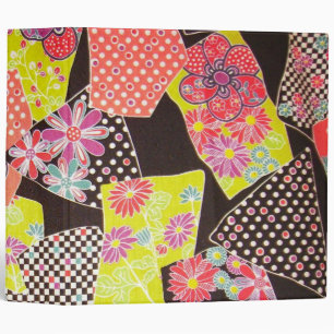 Japanese KIMONO Textile, Floral Pattern 3 Ring Binder