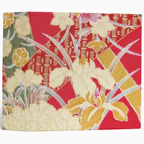 Japanese KIMONO Textile Floral Pattern 3 Ring Binder