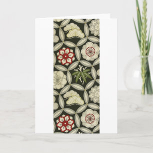 Japanese KIMONO Textile, Floral Pattern Card