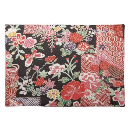 Japanese KIMONO Textile Floral Pattern Cloth Placemat