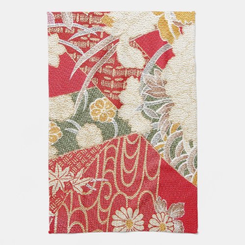 Japanese KIMONO Textile Floral Pattern Kitchen Towel