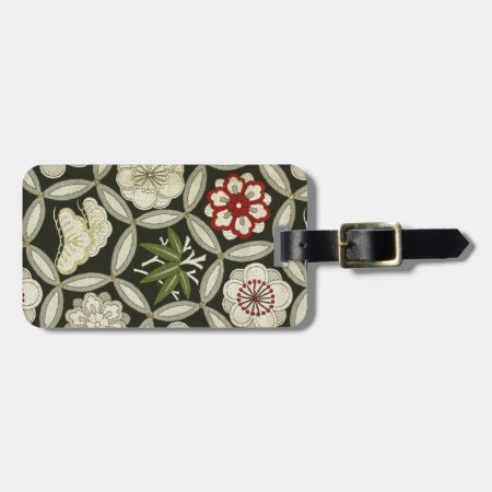 Japanese Kimono Textile, Floral Pattern Luggage Tag