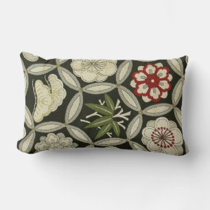 Japanese KIMONO Textile, Floral Pattern Lumbar Pillow