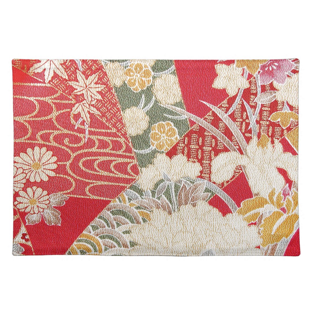 Japanese KIMONO Textile, Floral Pattern Placemat | Zazzle