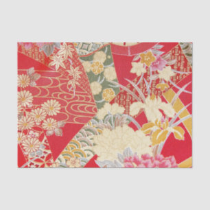 Japanese KIMONO Textile, Floral Pattern Tissue Paper