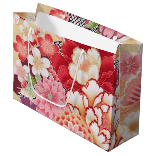 Japanese KIMONO Textile Floret Pattern Large Gift Bag