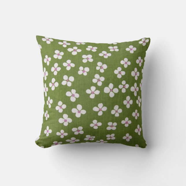 Japanese KIMONO Textile, Floret Pattern Throw Pillow (Front)