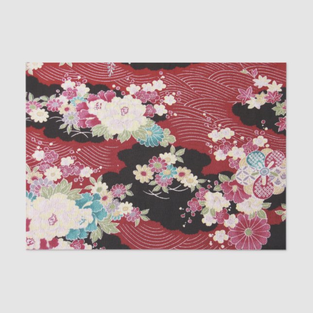 Japanese KIMONO Textile, Floret Pattern Tissue Paper (Front)