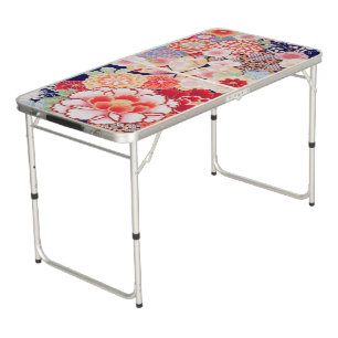 Japanese KIMONO Textile, Flower Beer Pong Table