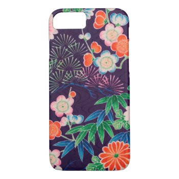 Japanese Kimono Textile  Flower Iphone 8/7 Case by Wagaraya at Zazzle