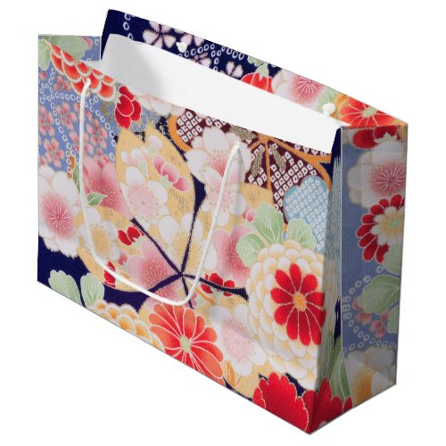 Japanese KIMONO Textile Flower Large Gift Bag