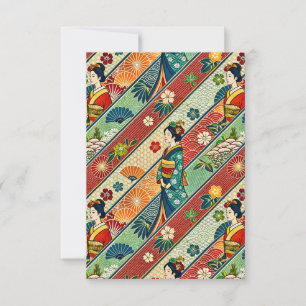 Japanese kimono thank you card